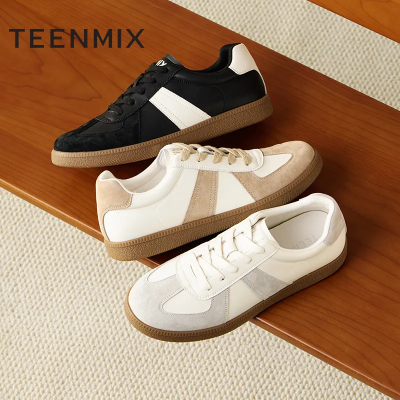 Teenmix Balmedie Beach, Couple Flat Shoes, Delicate Suede Texture Low Top Skateboard Shoes Women's Oat Gray-6