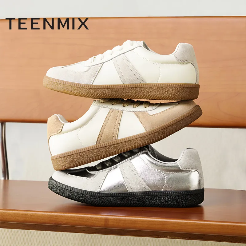 Teenmix Balmedie Beach, Couple Flat Shoes, Delicate Suede Texture Low Top Skateboard Shoes Women's Oat Gray-7