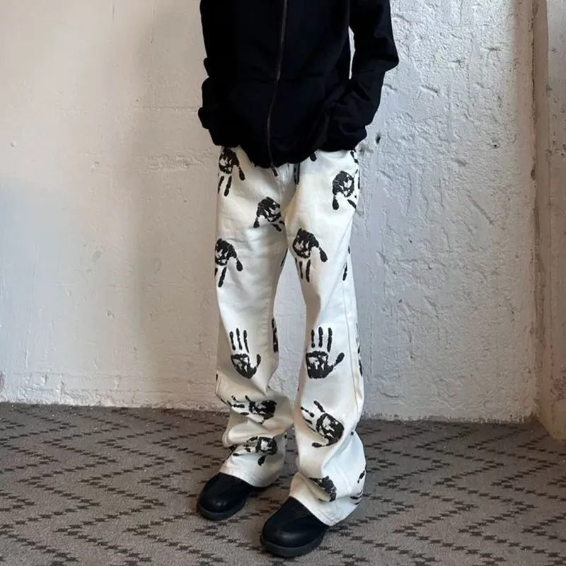 NEAR HERE Jeans Unisex Pure White Color-7