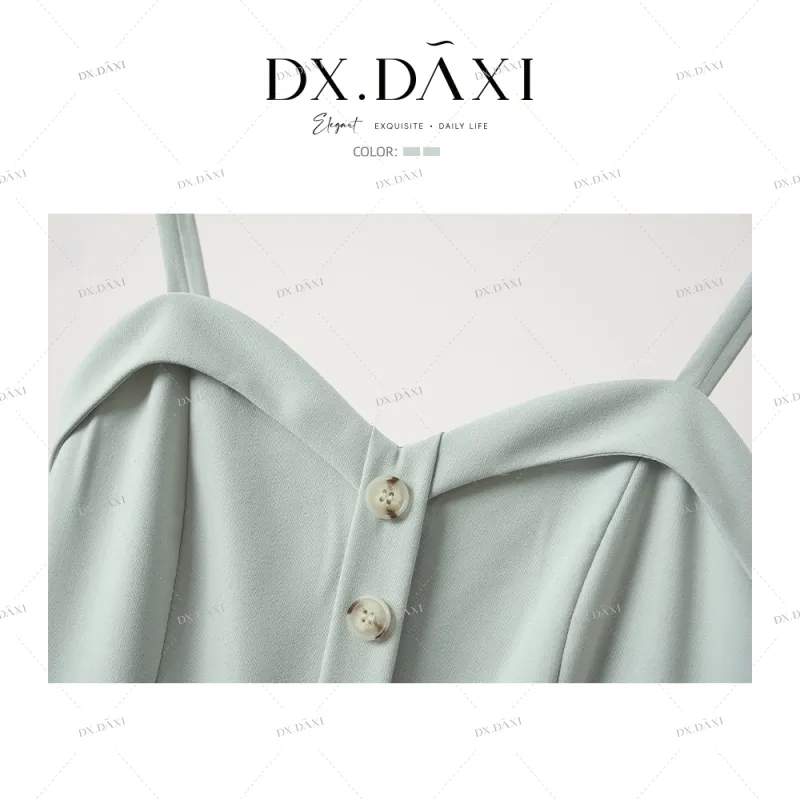 DX.DAXI Slip Dresses Women's Aqua Blue-2