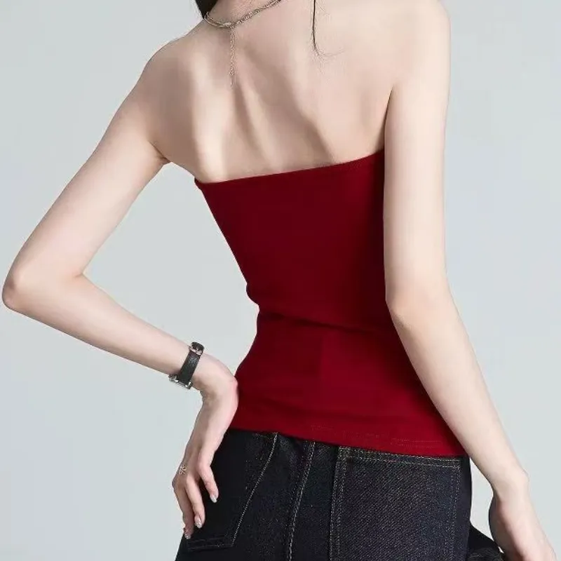 Grace Strapless Tops Women's Red-3