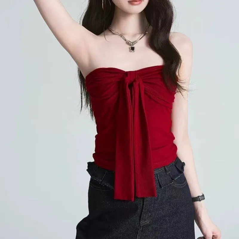 Grace Strapless Tops Women's Red-2