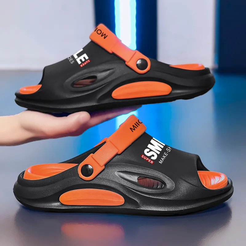 MIIOW Beach Sandals Unisex Black Orange/Beige Brown/White Green/White Black/White Lake Blue-2