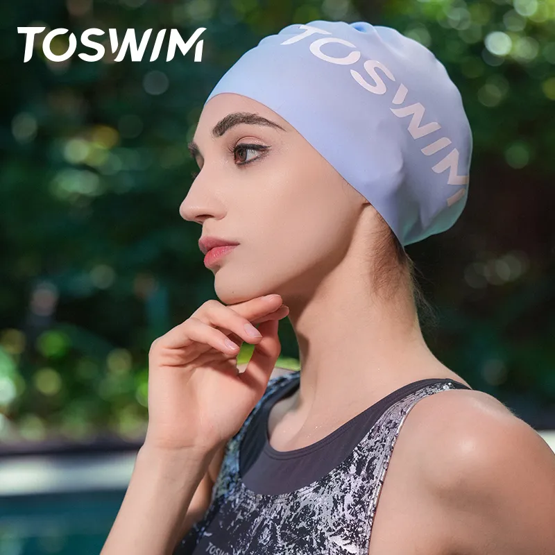 TOSWIM Swimming Caps Silicone Swim Women's-18