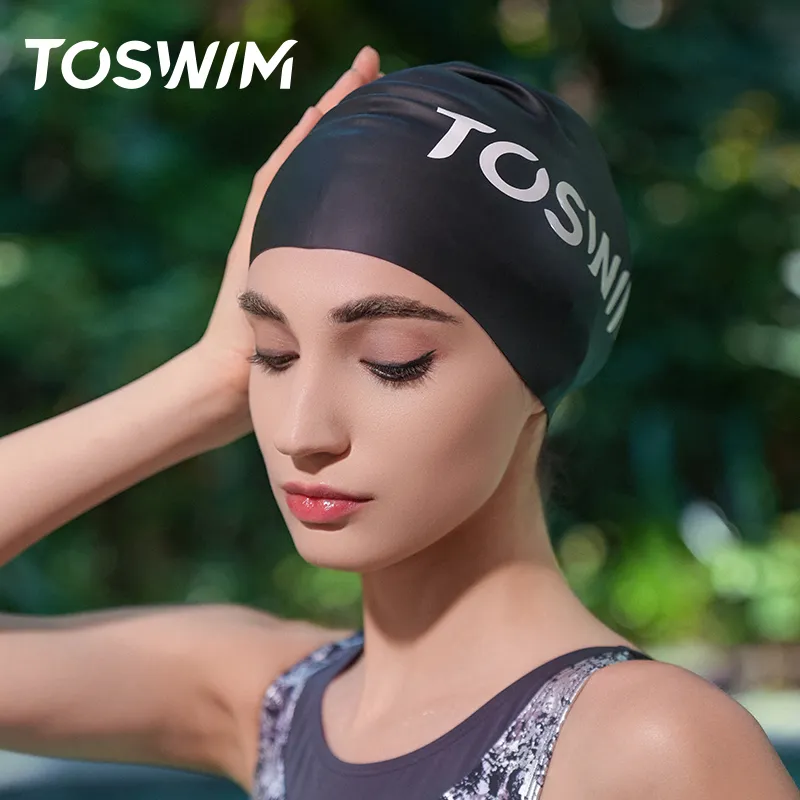 TOSWIM Swimming Caps Silicone Swim Women's-8