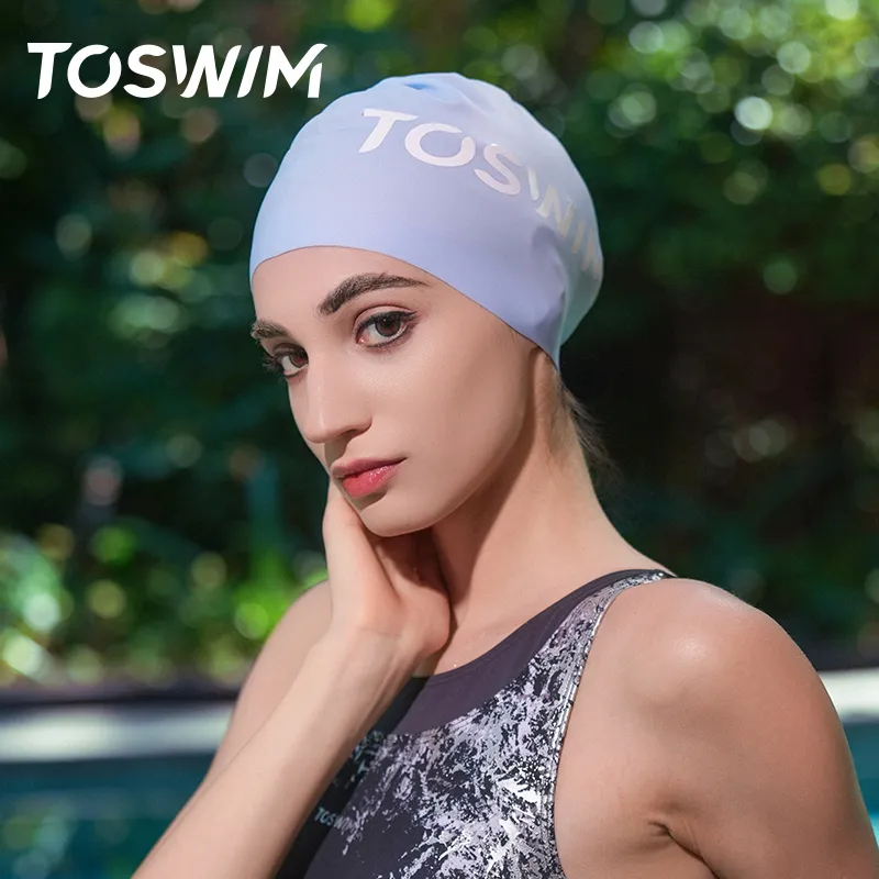 TOSWIM Swimming Caps Silicone Swim Women's-19