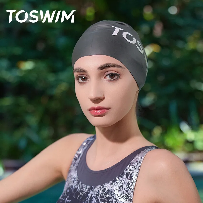 TOSWIM Swimming Caps Silicone Swim Women's-13
