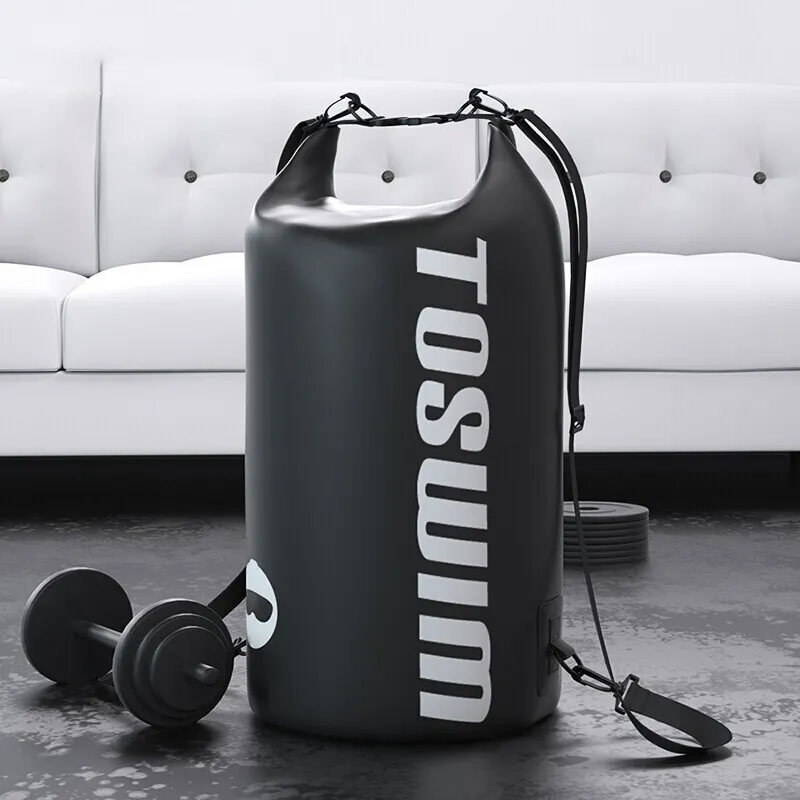 TOSWIM PVC Backpack Swim Bag Unisex Black/Lemon-2