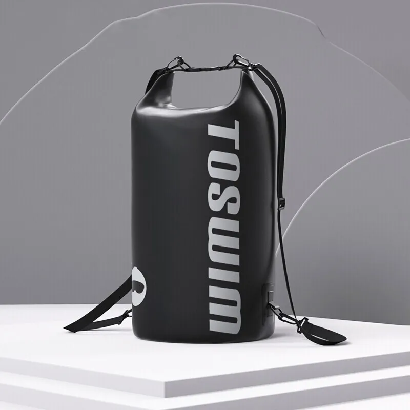 TOSWIM PVC Backpack Swim Bag Unisex Black/Lemon-1