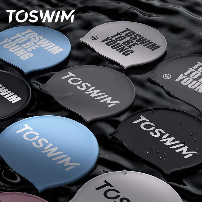 TOSWIM Swimming Caps Silicone Swim Women's-17