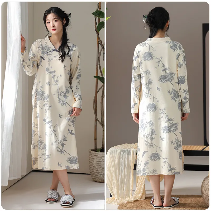 Lan Miao Long Sleeved Dress Women's Light Gray-1