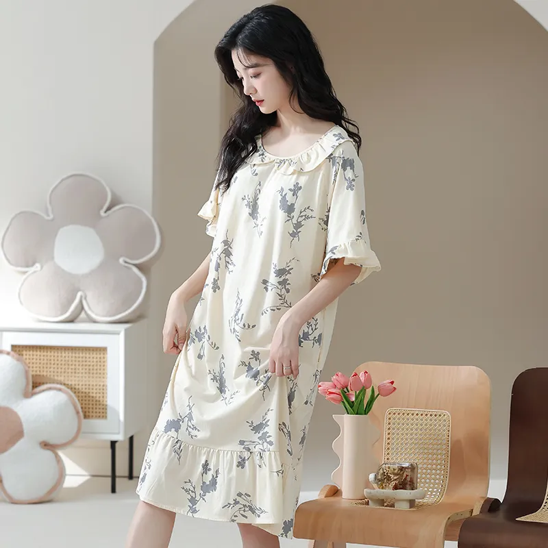 Lan Miao Short Sleeved Dress Women's Light Gray-3