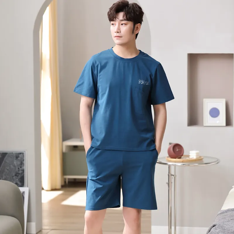 Lan Miao Pajama Set Men's Navy Blue-4