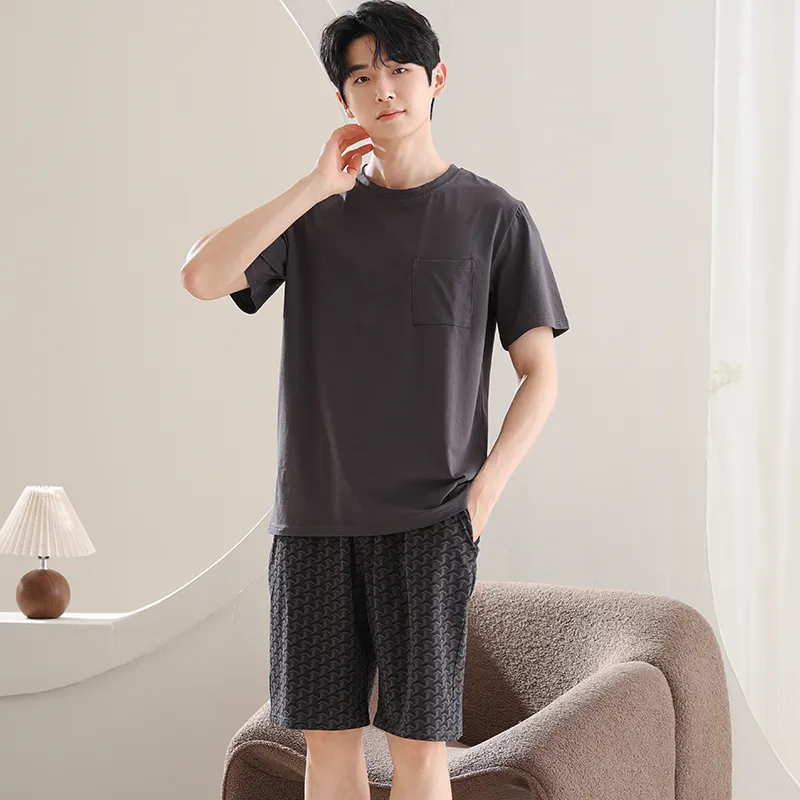 Lan Miao Pajama Set Men's Purple Gray-4