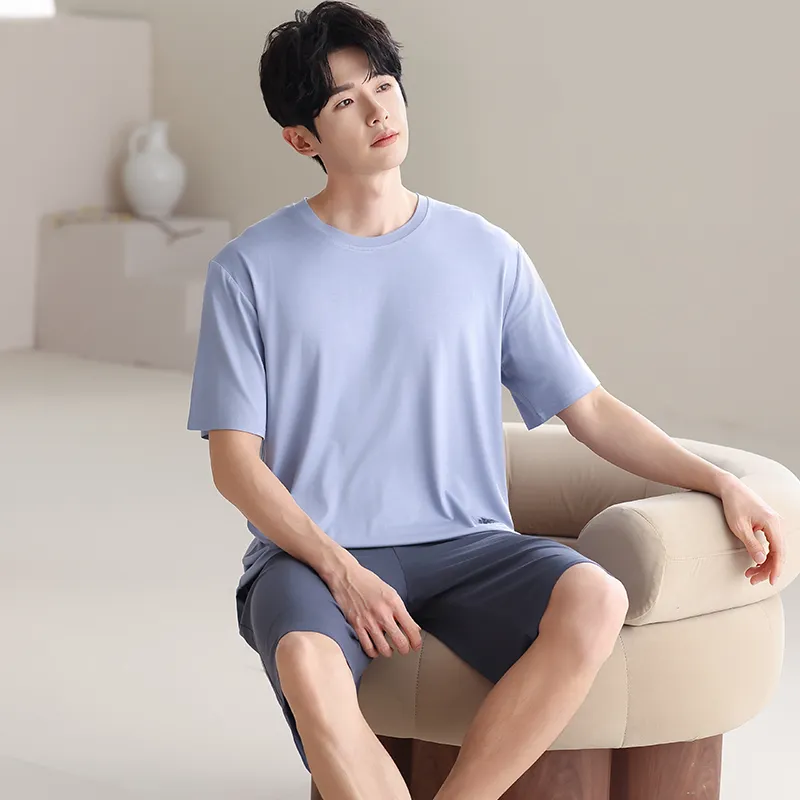 Lan Miao Pajama Set Men's Sky Blue Jing-3