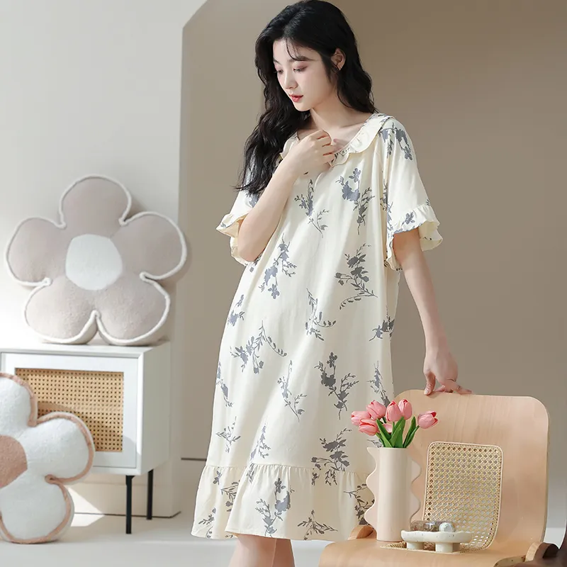Lan Miao Short Sleeved Dress Women's Light Gray-5
