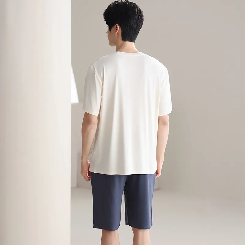Lan Miao Pajama Set Men's Classic White-5