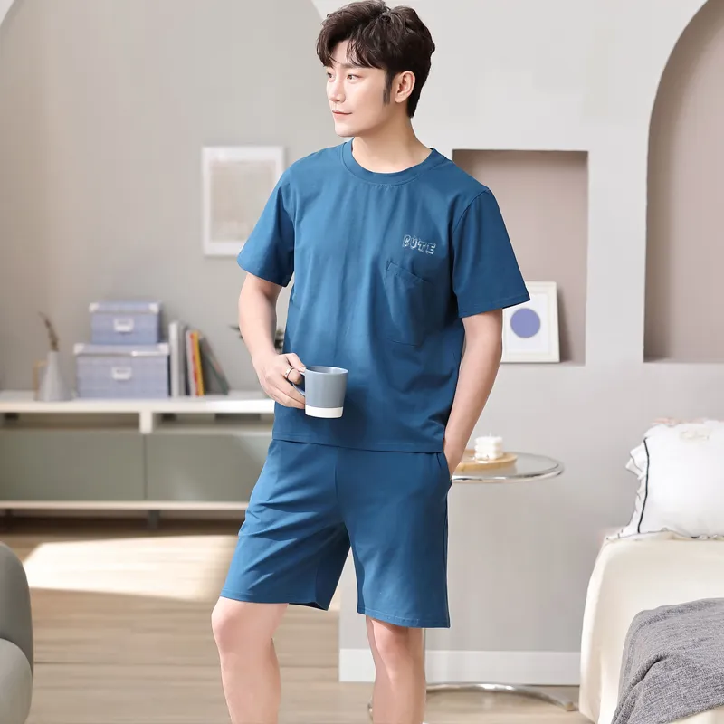 Lan Miao Pajama Set Men's Navy Blue-3