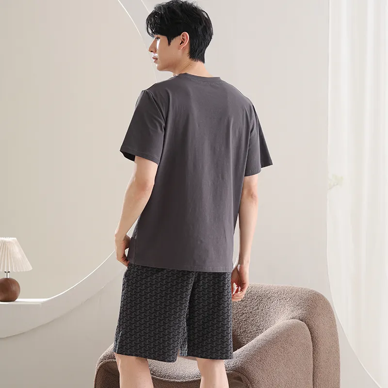 Lan Miao Pajama Set Men's Purple Gray-5