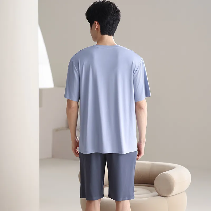 Lan Miao Pajama Set Men's Sky Blue Jing-5