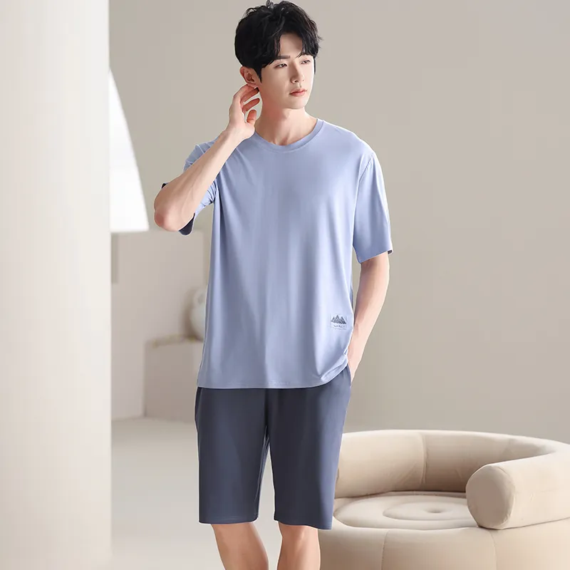 Lan Miao Pajama Set Men's Sky Blue Jing-4