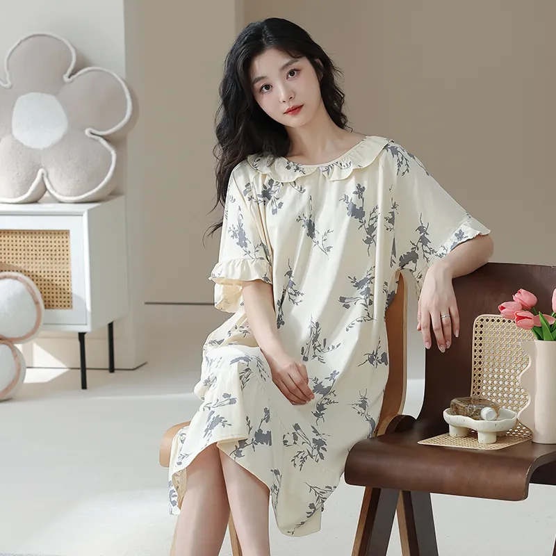 Lan Miao Short Sleeved Dress Women's Light Gray-6