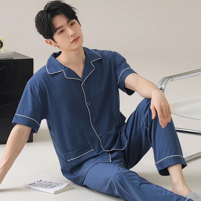Lan Miao Pajama Set Men's Dark Blue-1