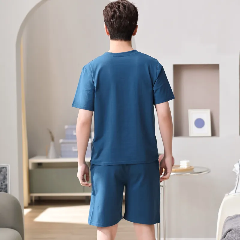 Lan Miao Pajama Set Men's Navy Blue-5