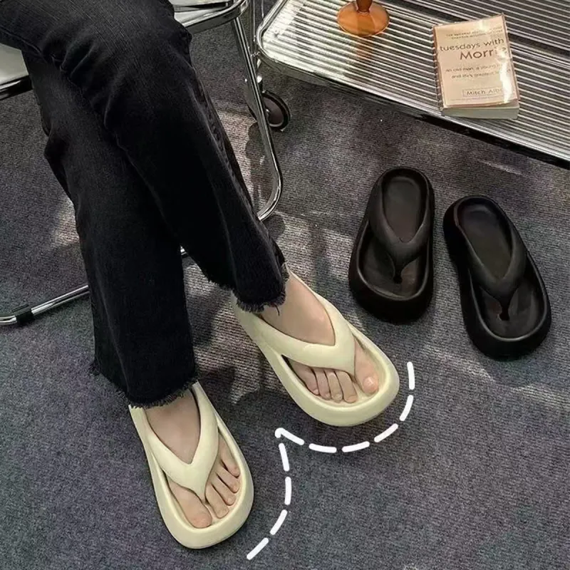 Gentle Welcome Platform Flip Flops Summer Height Increasing Anti Slip Ankle Strap Slippers-4