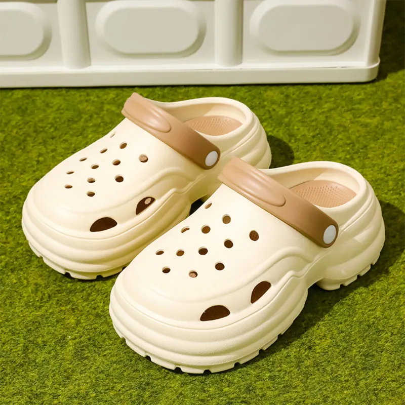 Gentle Welcome Platform Slippers Fashion Height Increasing Closed Toe Slip Resistant Reversible Slippers-4