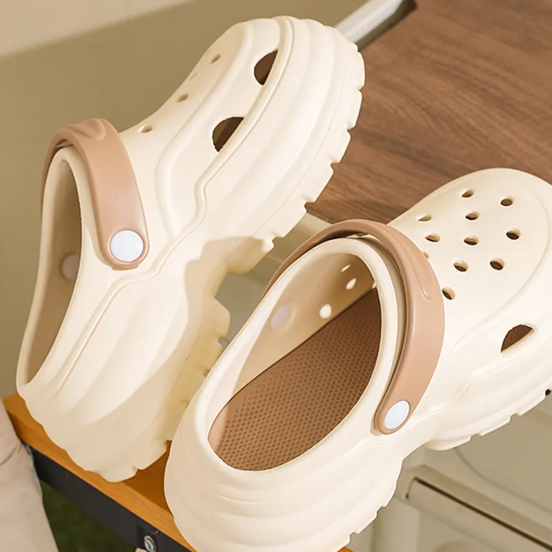 Gentle Welcome Platform Slippers Fashion Height Increasing Closed Toe Slip Resistant Reversible Slippers-2