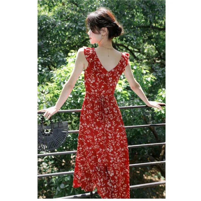 The Plums Are Cooked Slip Dress Women's Monet Vintage Red-4