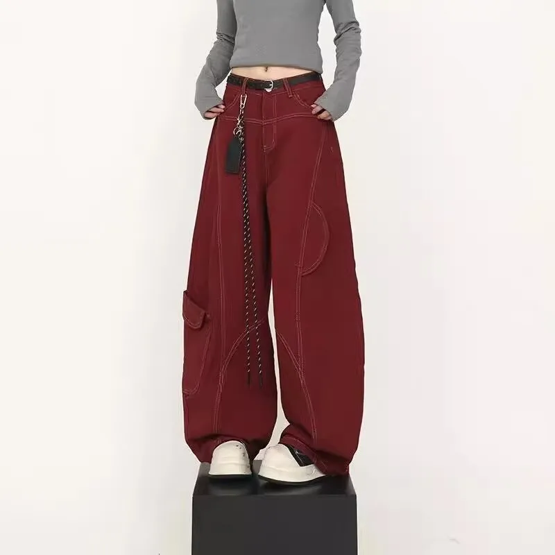 YICHEN Jeans Women's Burgundy-2