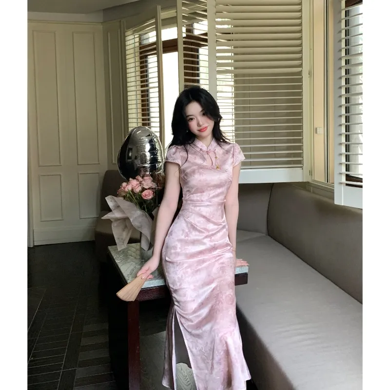 YICHEN Cheongsams Women's Dusty Pink-2