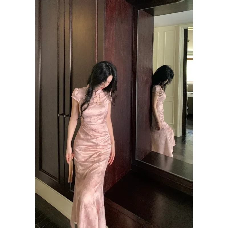 YICHEN Cheongsams Women's Dusty Pink-3