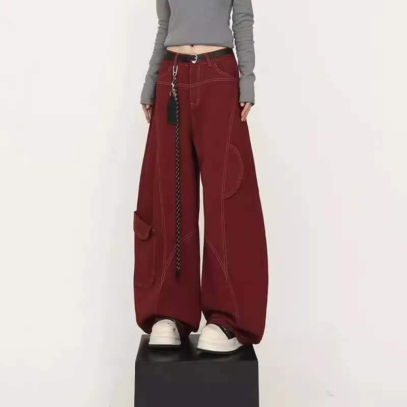 YICHEN Jeans Women's Burgundy-3