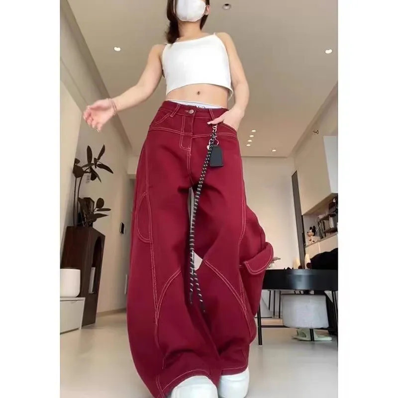 YICHEN Jeans Women's Burgundy-6
