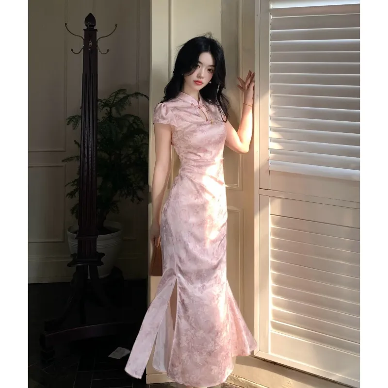 YICHEN Cheongsams Women's Dusty Pink-4