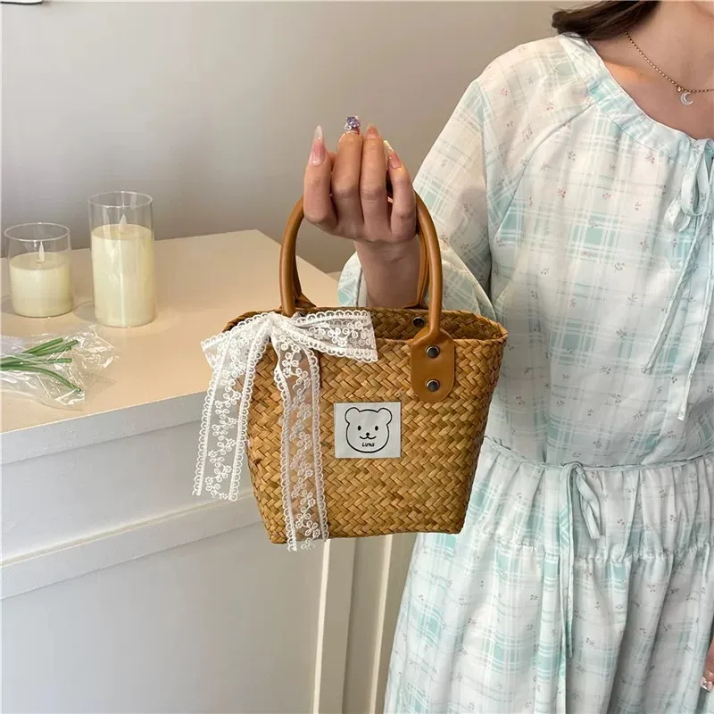 FREEHIKE Straw Woven Tote Handbag Women's Khaki-3