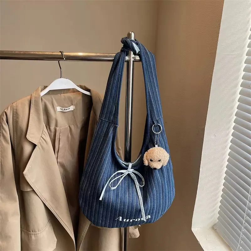 FREEHIKE Denim Shoulder Bag Women's Dark Blue/Light Blue-4