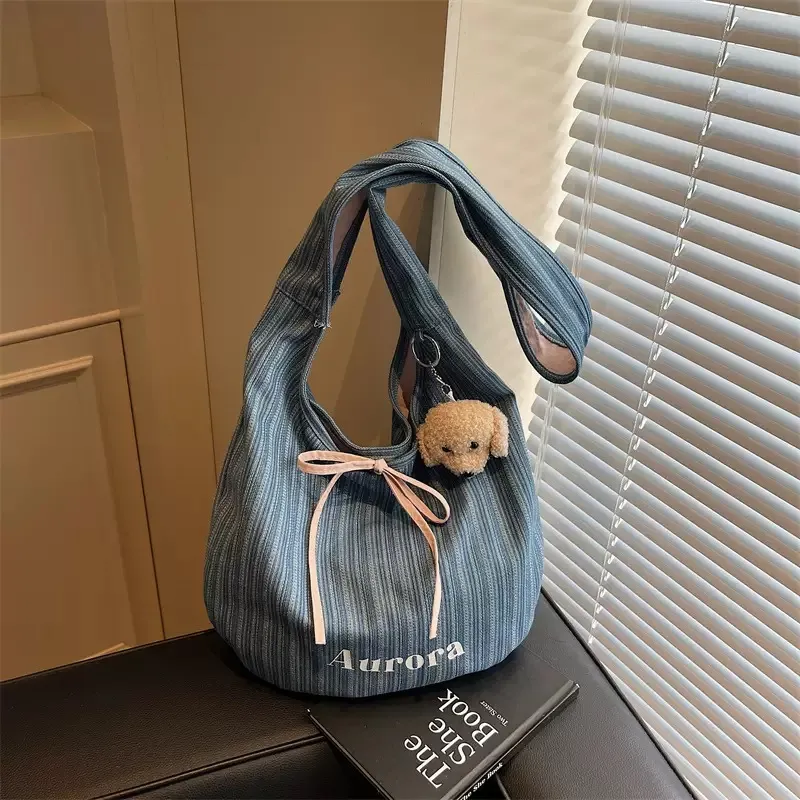 FREEHIKE Denim Shoulder Bag Women's Dark Blue/Light Blue-2