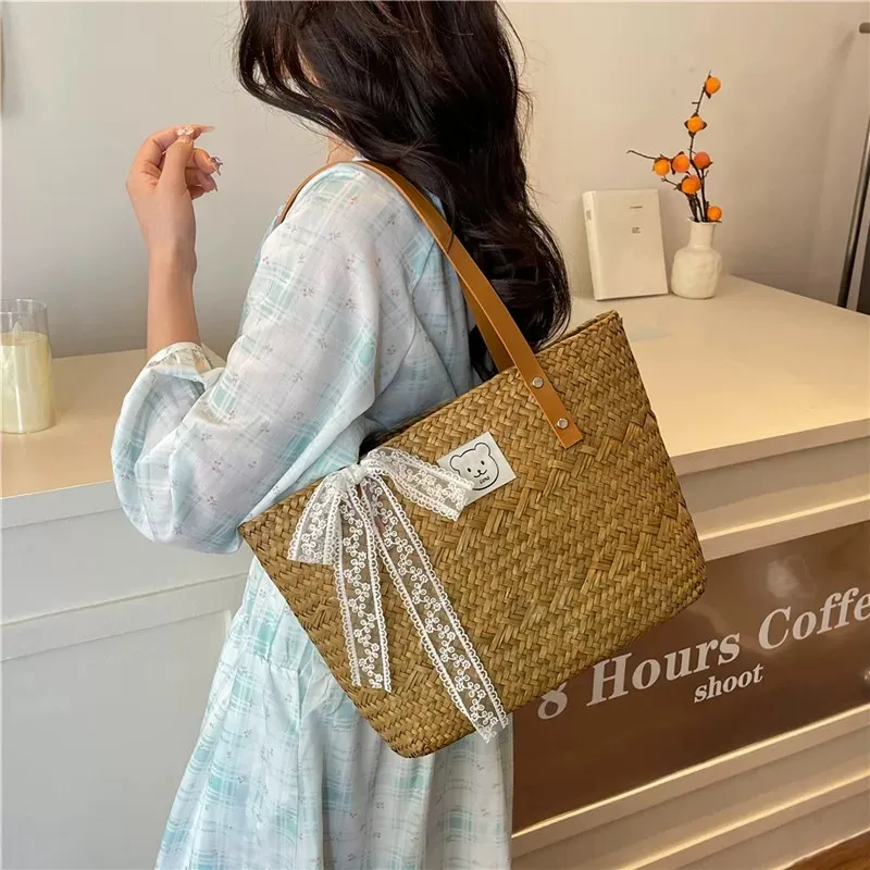 FREEHIKE Straw Woven Tote Handbag Women's Khaki-2