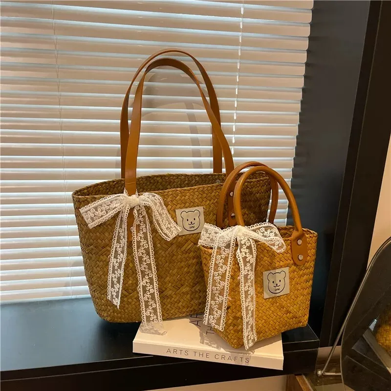 FREEHIKE Straw Woven Tote Handbag Women's Khaki-5