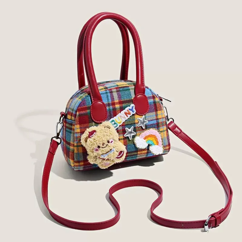 FREEHIKE Fabric Shoulder Bag, Handbag Women's Multicolor Plaid-3