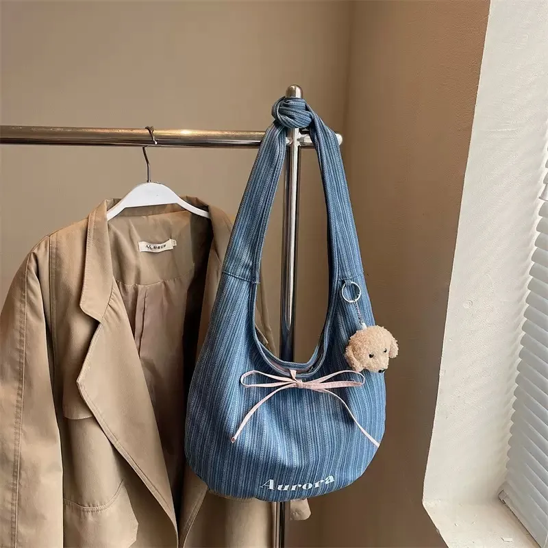 FREEHIKE Denim Shoulder Bag Women's Dark Blue/Light Blue-1