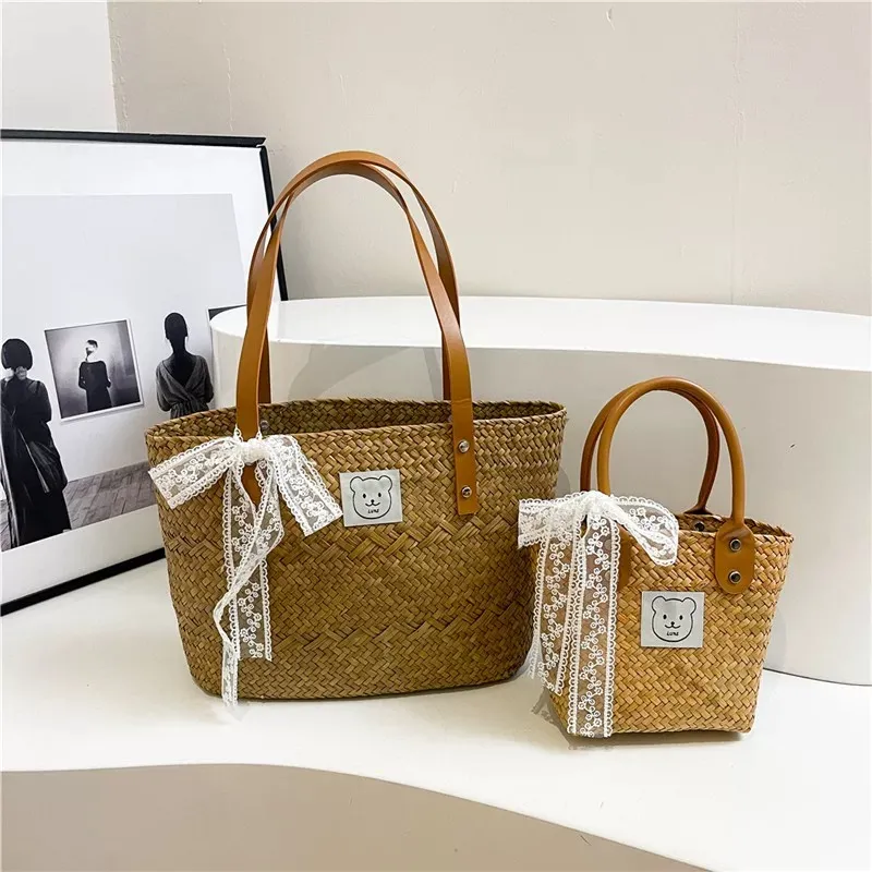 FREEHIKE Straw Woven Tote Handbag Women's Khaki-4
