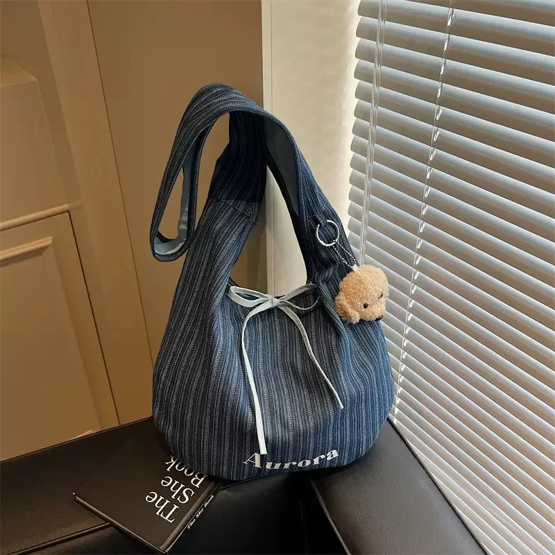 FREEHIKE Denim Shoulder Bag Women's Dark Blue/Light Blue-5