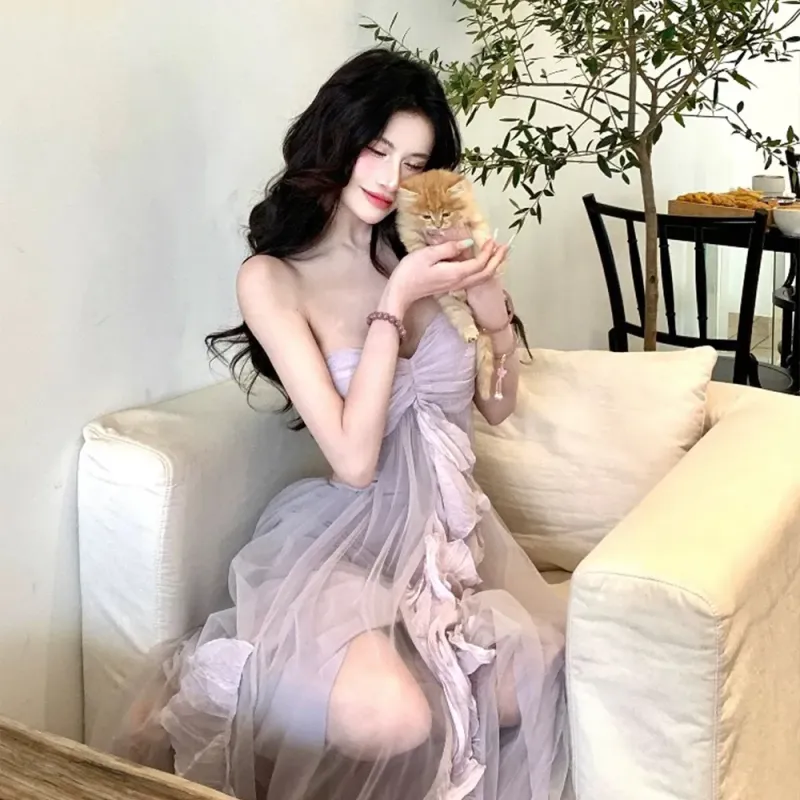 Fashion Sleeveless Dress Women's Dreamy Purple-7