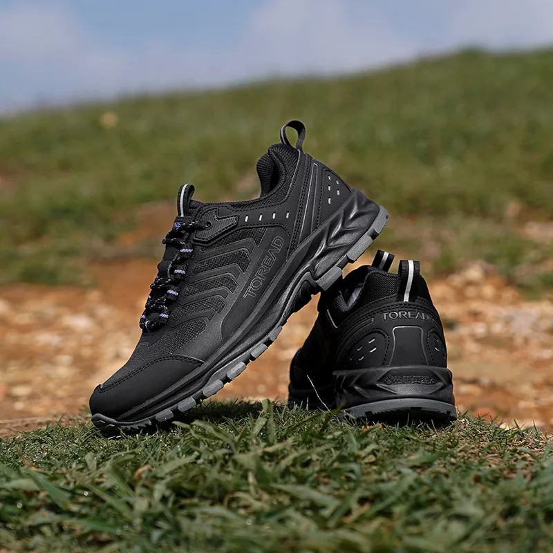 TOREAD Slip Resistant, Abrasion Resistant, Waterproof Low Top Hiking Shoes Women's Black Gray-5