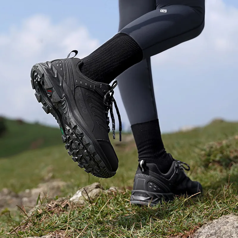 TOREAD Slip Resistant, Abrasion Resistant, Waterproof Low Top Hiking Shoes Women's Black Gray-6